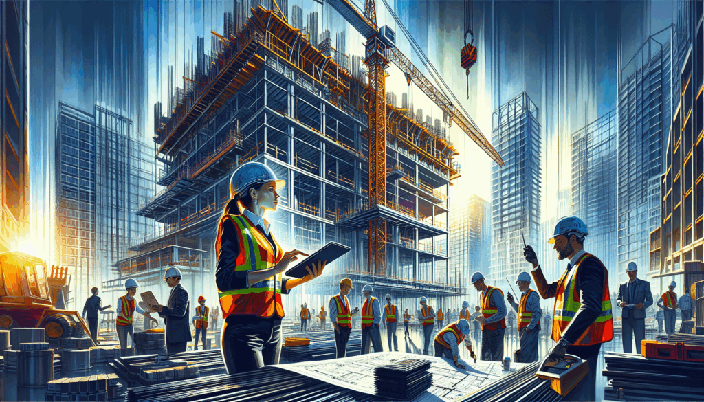 alt_text: A busy construction site with diverse workers, a crane, and a high-rise under construction, showcasing teamwork.