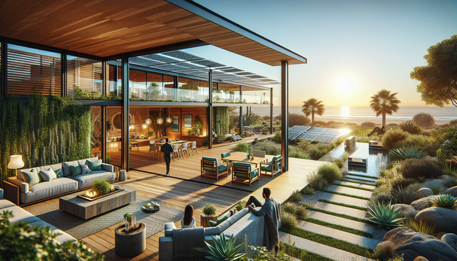 alt_text: Modern coastal home merging indoor-outdoor living, eco-friendly design, and stunning California views.